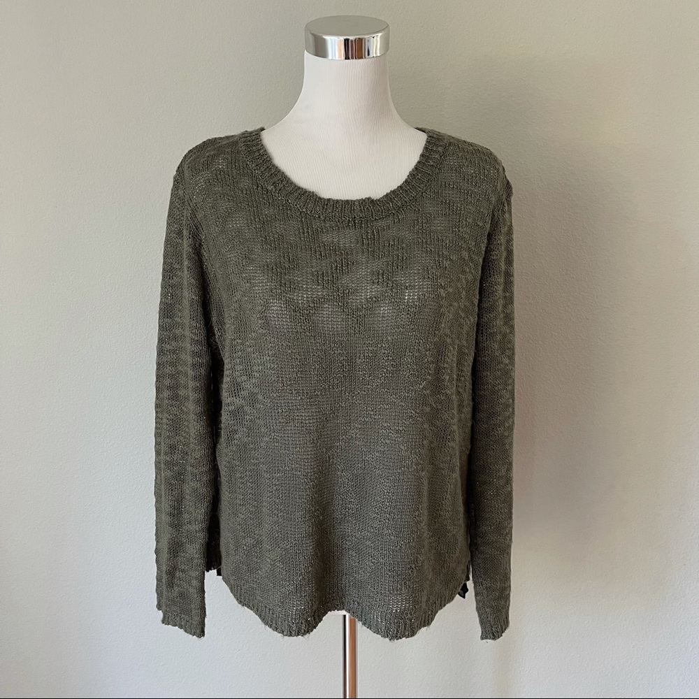 Anthropology En Creme Olive Green Sweater Top Size S